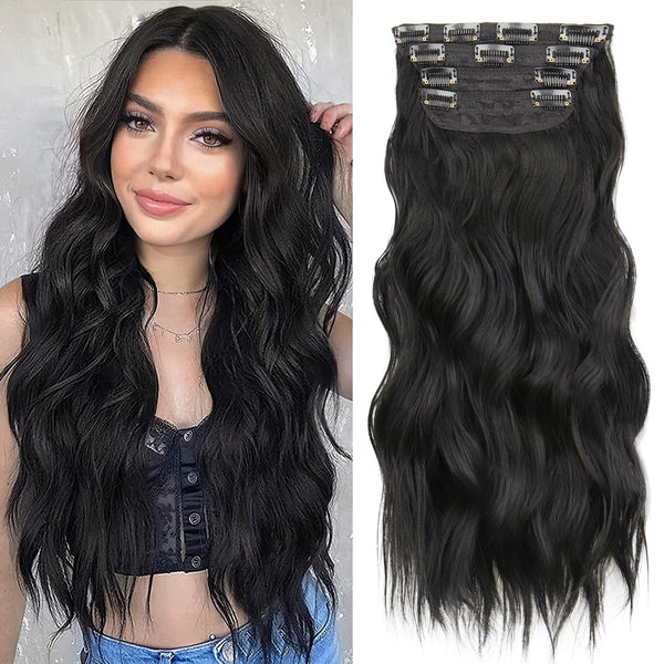 Long Wavy Curly Hair Extensions Clip in Synthetic Hair Extensions for Women