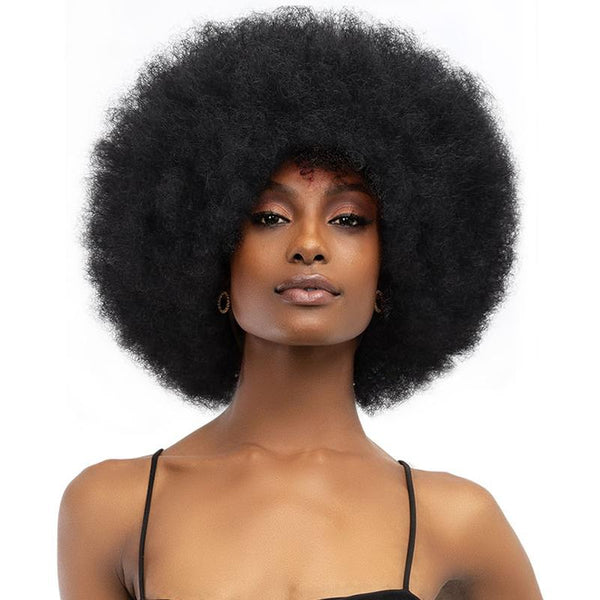Short 70s Afro Wigs for Black Women Large Synthetic Black Afro Wig