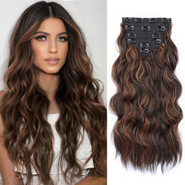 7 Pcs Culry Clip in Hair Extensions Synthetic Hair Piece