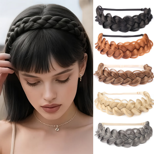 1pc Elegant Braided Hairband Wig - Elegant Braided Hairstyle, Secure Non-Slip Fit, Natural Look for Women's Everyday & Special Occasions (Parties, Weddings, Concerts) - Available in Black, Brown, Blonde, Beige, Light Brown, Dark Brown, - No Maintenance Re