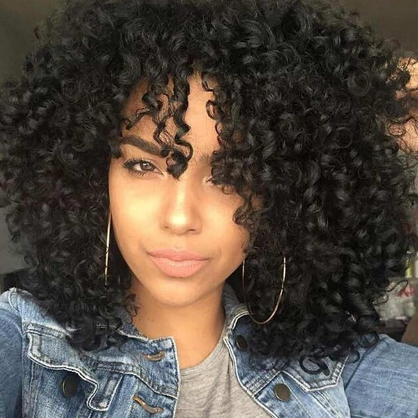 Black Curly Wigs Afro Wigs for Black Women 14 inch Synthetic Wig