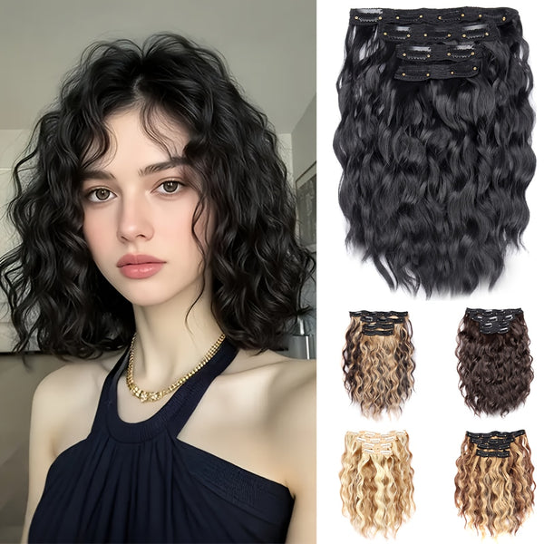 12-inch 4pcs Women's Short Wavy Hairpiece, Short Natural Curly Invisible Hair Clips for Attaching Hair, Suitable for Daily Use, Parties, Banquets, Music Festivals, Carnival, Daily Travel, Special Occasions And Date Wearing