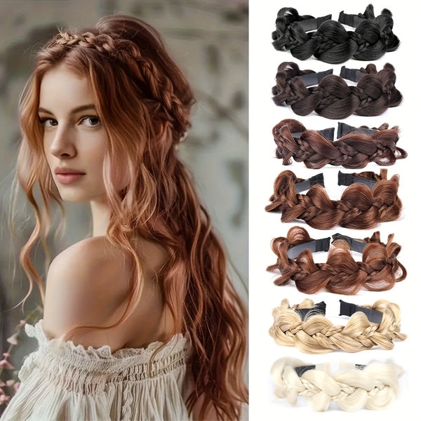 Weave Hair Band For Wigs, Weave Hair Braid Headband, Weave Hair Braid Hair Band With A Head Wig, Suitable For Daily Women'S Wear, Upgrade Woven Hair Band, For Christmas, Halloween, Parties, Banquets, Music Festivals, Daily Travel, Special Occasions
