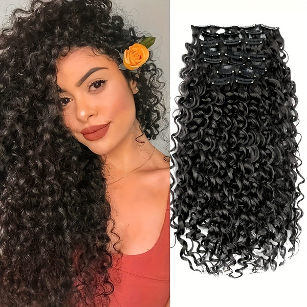 Long Wave Curly Synthetic Fiber Lady Clip Hair Piece, Synthetic Wave Fiber, Light And Breathable, Suitable For Daily Wear.