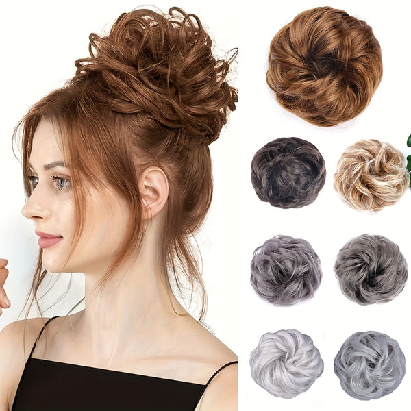 Fluffy Bun Hairpiece - Elastic Rope Updo with Multiple Colors